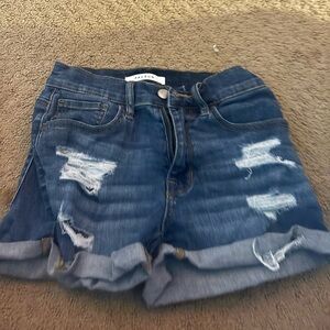 PacSun Dark Blue Distressed Jean Shorts